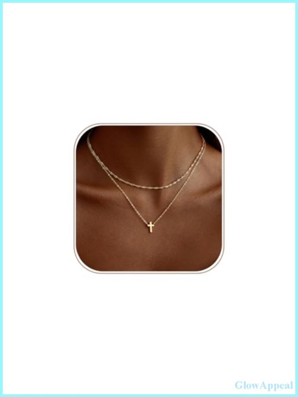 Cross Necklace Women 14K Gold Plated Dainty Pendant Adjustable Chain